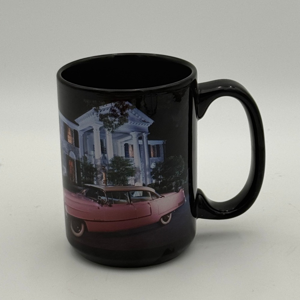 Elvis Presley Graceland 1955 Pink Cadillac Black Coffee Mug Ceramic Souvenir